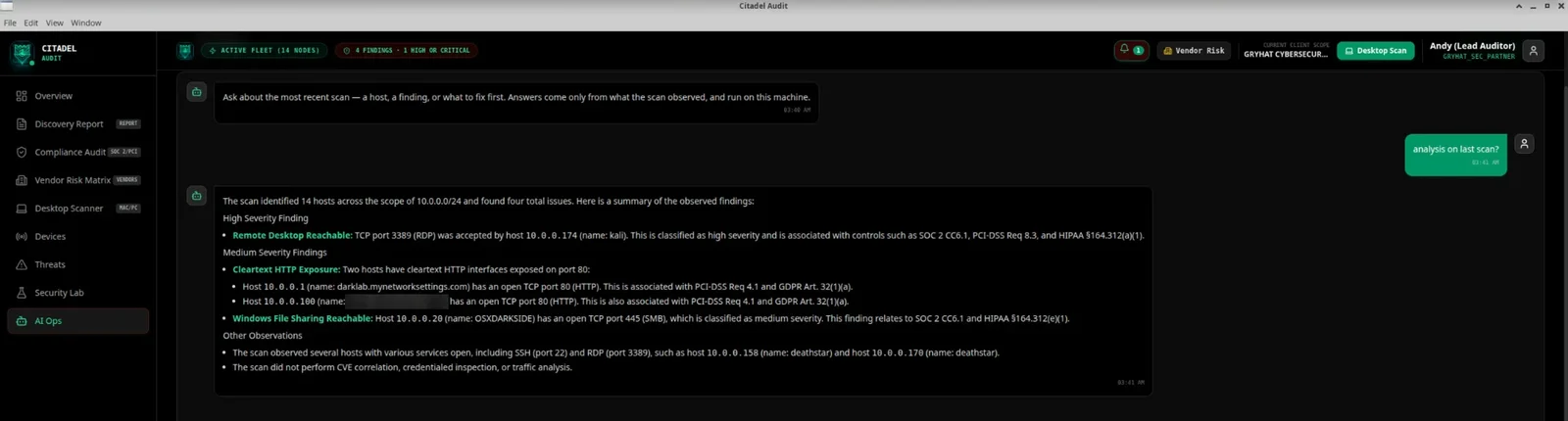 Citadel Audit local ai, on linux screen